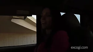 Ashley's passionate car ride with cowgirl and blowjob